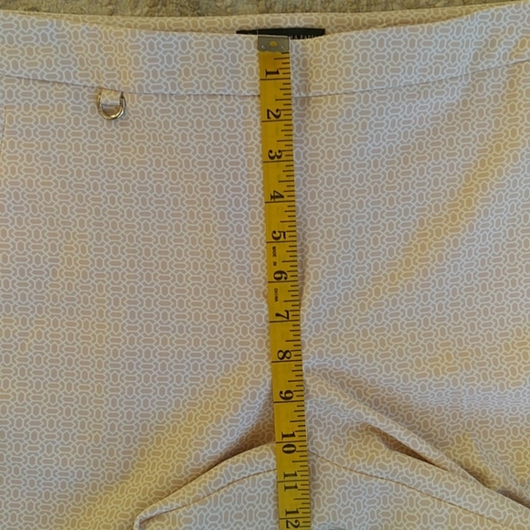 Adrianne Papell Ankle Cropped Pants 12 Tan White Pattern - Picture 14 of 15